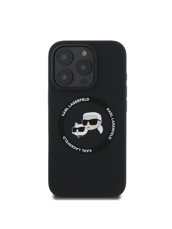 Karl Lagerfeld Karl Lagerfeld Folyékony Szilikon K&CH Fejek MagSafe Hátlap iPhone 16 Pro Max Fekete