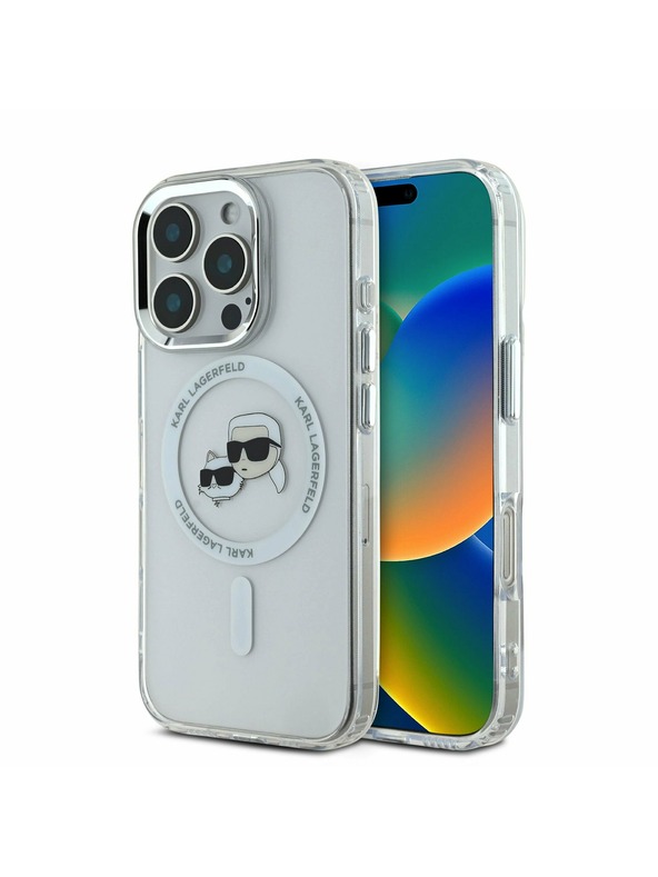 Karl Lagerfeld Karl Lagerfeld IML K&CH Fejek Fém Keret MagSafe Hátlap iPhone 16 Pro Átlátszó