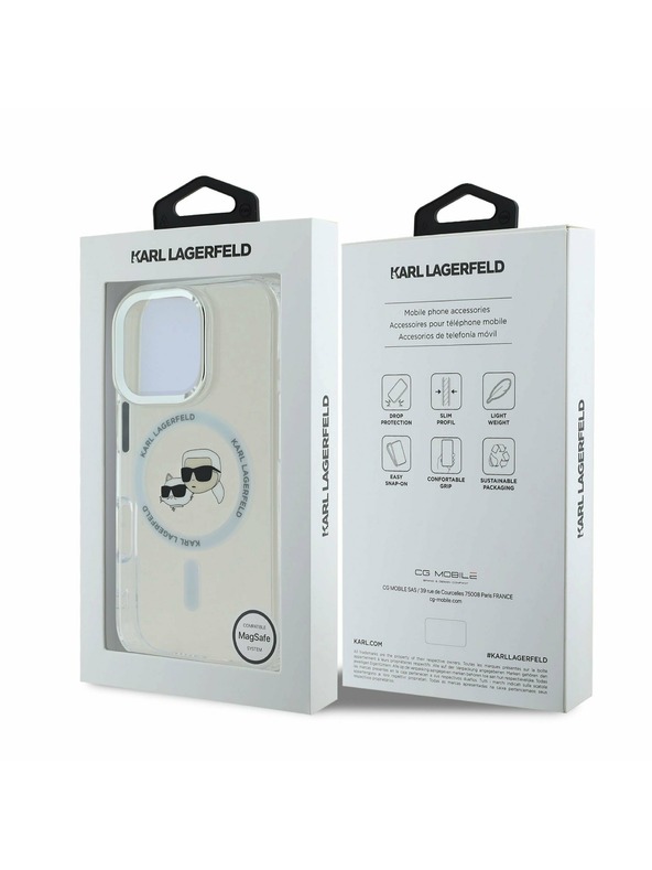 Karl Lagerfeld Karl Lagerfeld IML K&CH Fejek Fém Keret MagSafe Hátlap iPhone 16 Pro Átlátszó
