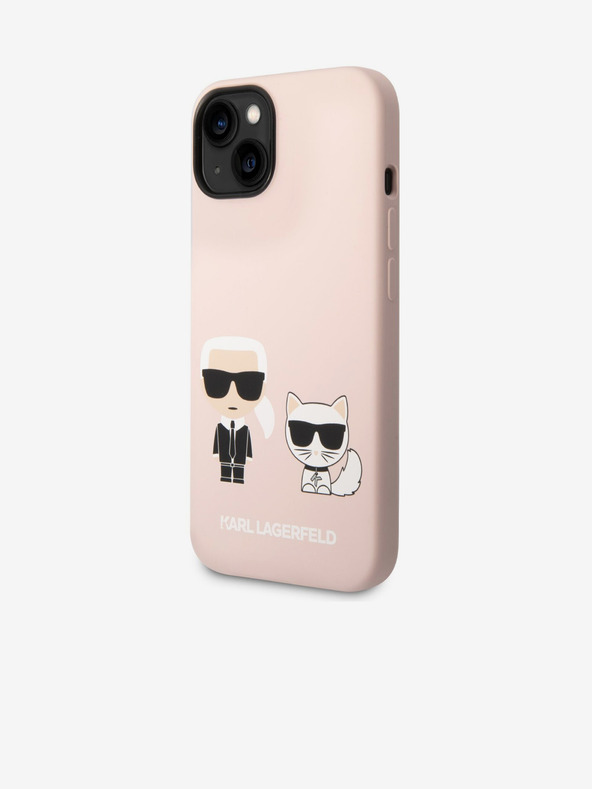 Karl Lagerfeld Karl Lagerfeld MagSafe Kompatibilis Folyékony Szilikon Hátlap Karl és Choupette iPhone 14 Plus Rózsaszín