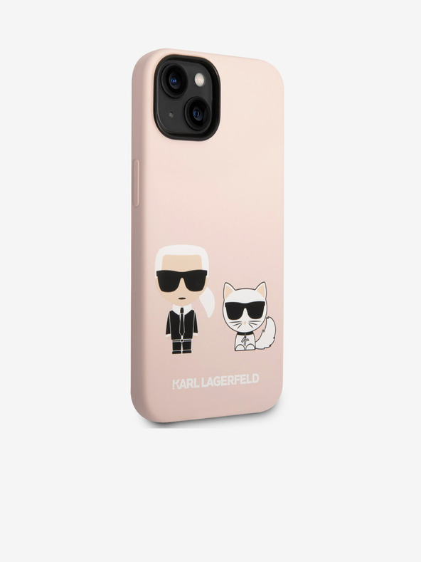 Karl Lagerfeld Karl Lagerfeld MagSafe Kompatibilis Folyékony Szilikon Hátlap Karl és Choupette iPhone 14 Plus Rózsaszín