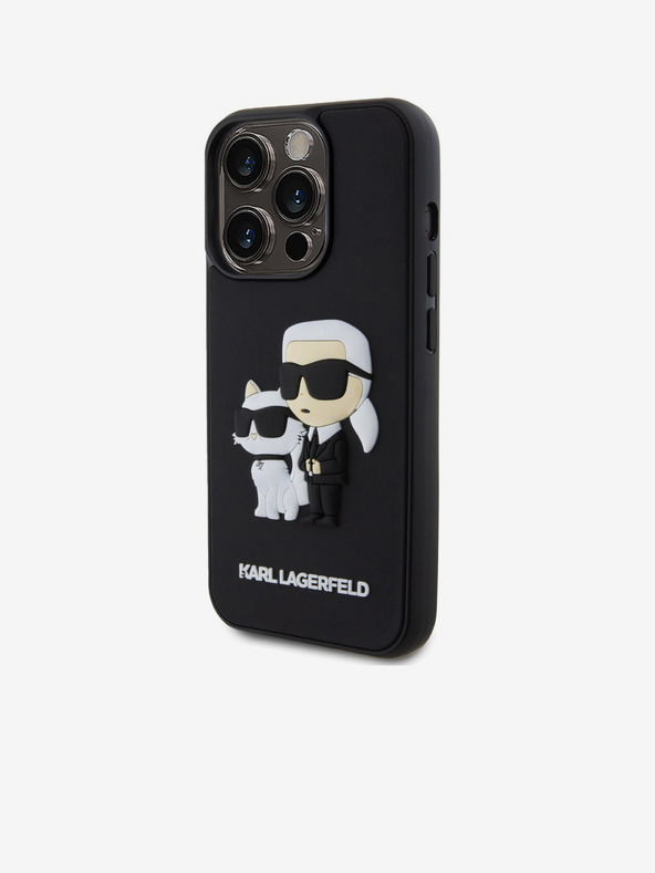 Karl Lagerfeld Karl Lagerfeld 3D Gumi Karl és Choupette Hátlap iPhone 13 Pro Fekete