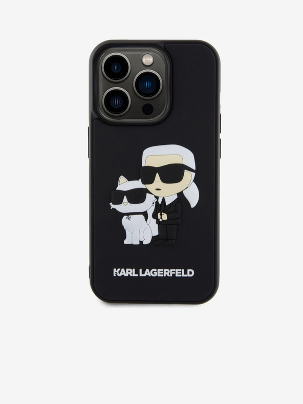Karl Lagerfeld Karl Lagerfeld 3D Gumi Karl és Choupette Hátlap iPhone 13 Pro Fekete