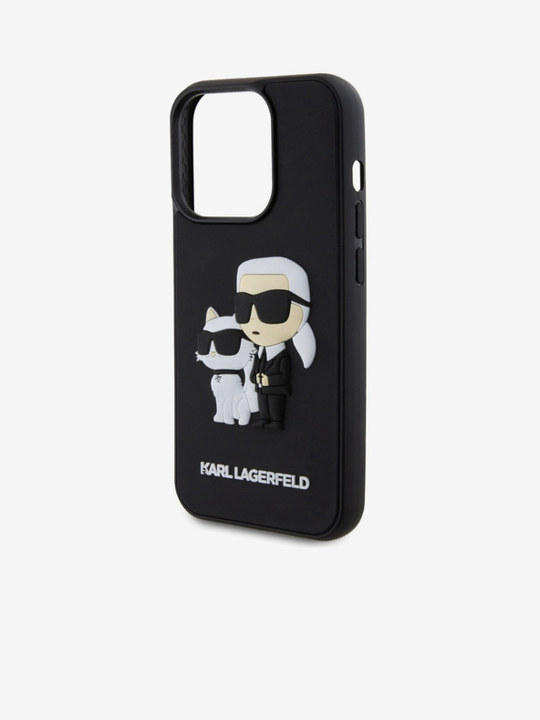 Karl Lagerfeld Karl Lagerfeld 3D Gumi Karl és Choupette Hátlap iPhone 13 Pro Fekete