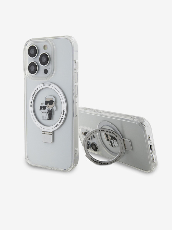 Karl Lagerfeld Karl Lagerfeld Gyűrűs Állvány Karl és Choupette MagSafe Hátlap iPhone 15 Pro Fehér