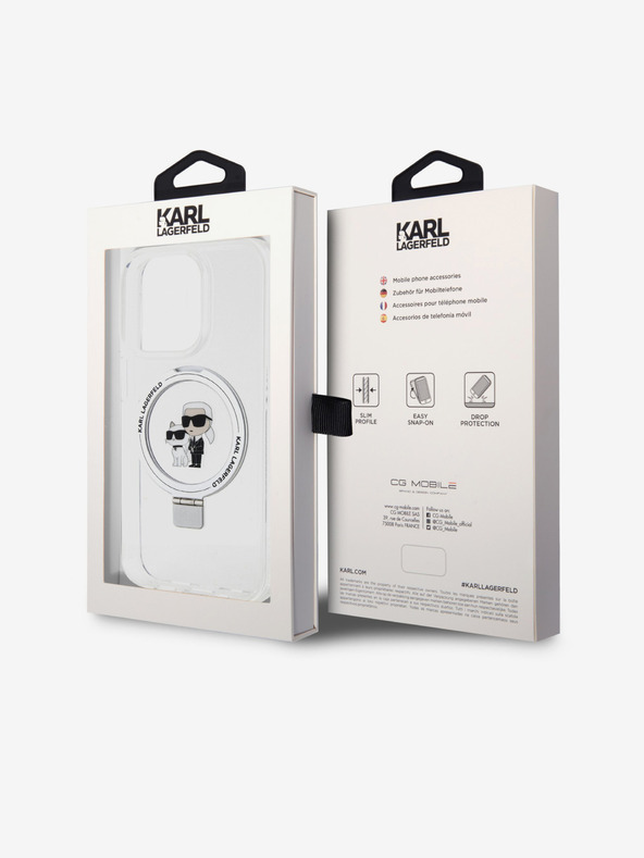 Karl Lagerfeld Karl Lagerfeld Gyűrűs Állvány Karl és Choupette MagSafe Hátlap iPhone 15 Pro Fehér