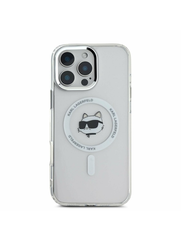 Karl Lagerfeld Karl Lagerfeld IML Choupette Fej Fém Keret MagSafe Hátlap iPhone 16 Pro Max Átlátszó