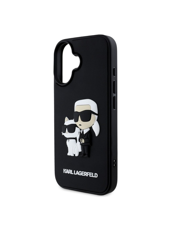 Karl Lagerfeld Karl Lagerfeld 3D Gumi Karl és Choupette Hátlap iPhone 16 Plus Fekete