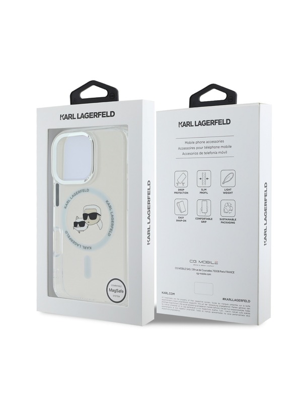 Karl Lagerfeld Karl Lagerfeld IML K&CH Fejek Fém Keret MagSafe Hátlap iPhone 16 Pro Max Átlátszó