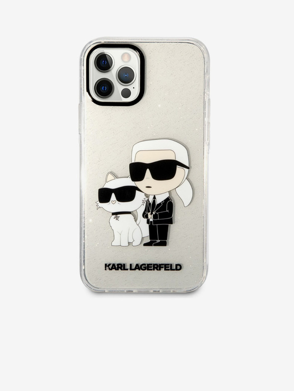 Karl Lagerfeld Karl Lagerfeld IML Csillogó Karl és Choupette NFT Hátlap iPhone 12/12 Pro Átlátszó