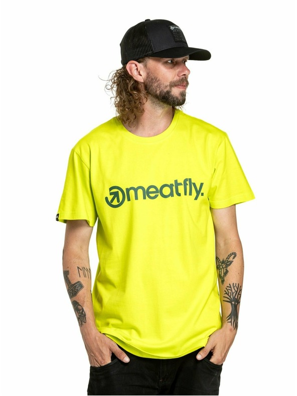 Meatfly Meatfly férfi póló MF Logo Safety Yellow | Sárga | Méret
