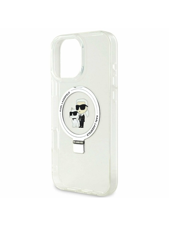 Karl Lagerfeld Karl Lagerfeld Gyűrűs Állvány Karl and Choupette MagSafe Hátlap iPhone 16 Pro Fehér