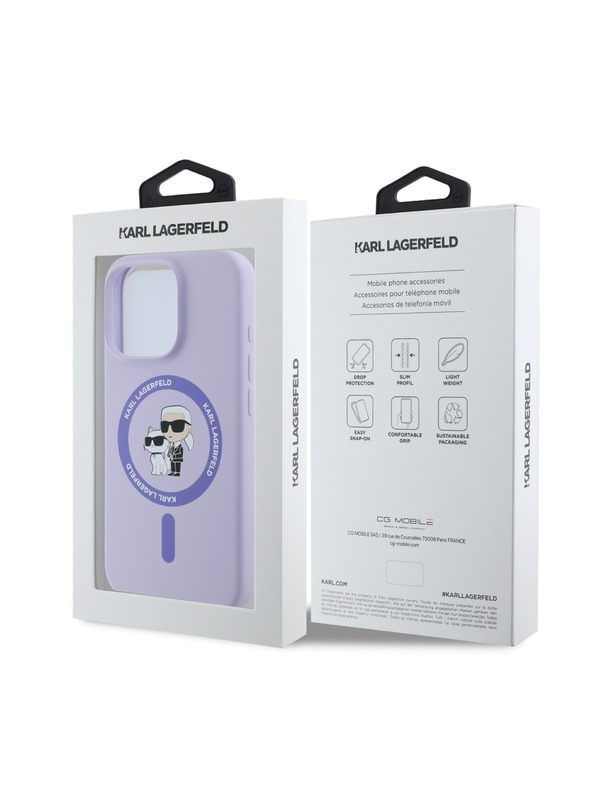 Karl Lagerfeld Karl Lagerfeld Liquid Szilikon Karl and Choupette MagSafe Hátlap iPhone 16 Pro Lila