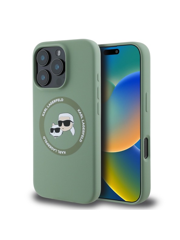 Karl Lagerfeld Karl Lagerfeld Liquid Szilikon K&CH Heads MagSafe Hátlap iPhone 16 Pro Max Khaki