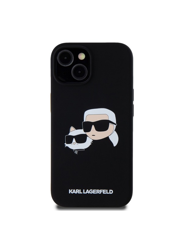 Karl Lagerfeld Liquid Szilikon Dupla Fejű Magsafe Hátlap iPhone 15 Fekete Karl Lagerfeld