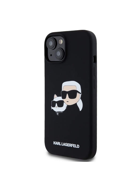 Karl Lagerfeld Liquid Szilikon Dupla Fejű Magsafe Hátlap iPhone 15 Fekete Karl Lagerfeld
