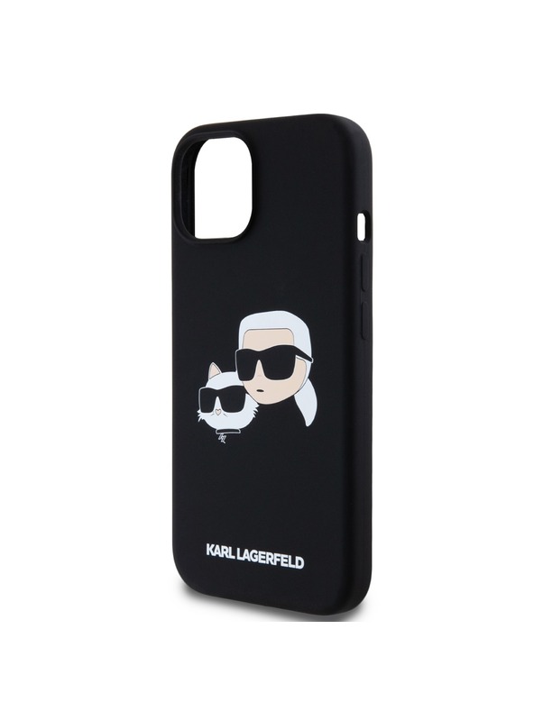 Karl Lagerfeld Liquid Szilikon Dupla Fejű Magsafe Hátlap iPhone 15 Fekete Karl Lagerfeld