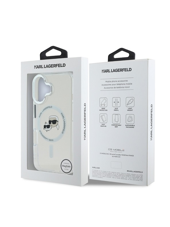 Karl Lagerfeld Karl Lagerfeld IML K&CH Heads Fém Keret MagSafe Hátlap iPhone 16 Plus Átlátszó
