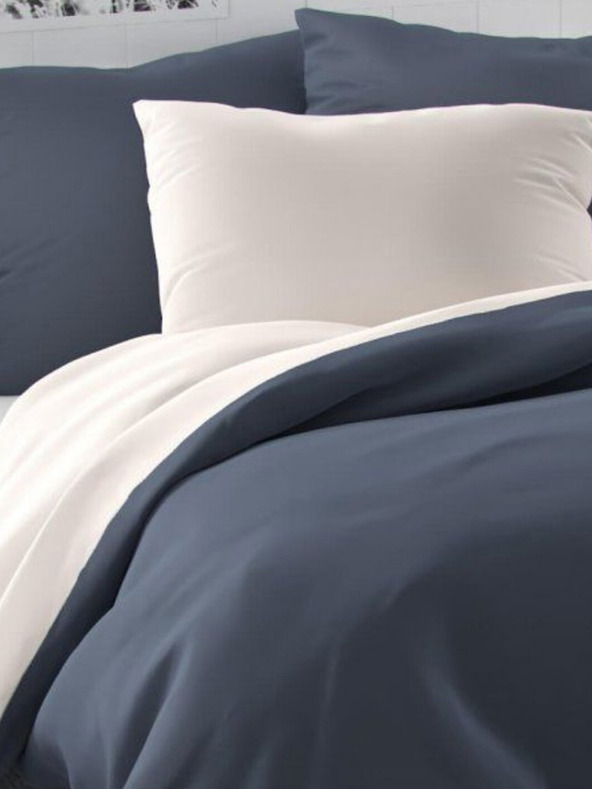 Kvalitex Szatén francia hosszabbított ágynemű LUXURY COLLECTION 1+2, 240x220, 70x90cm sötétszürke / fehér