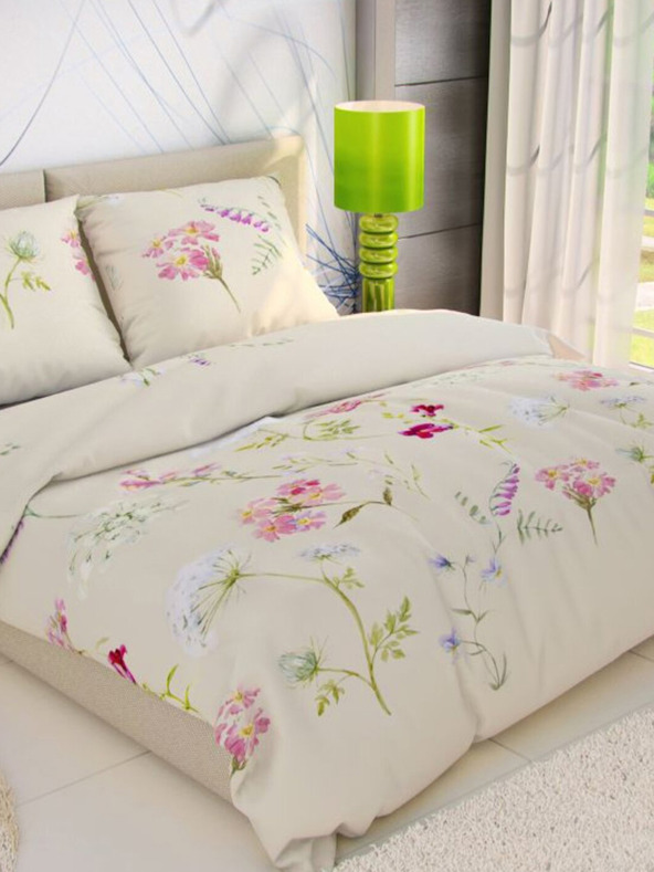 Kvalitex Francia pamut ágynemű DELUX 220x200, 70x90cm BOTANICA krém színű