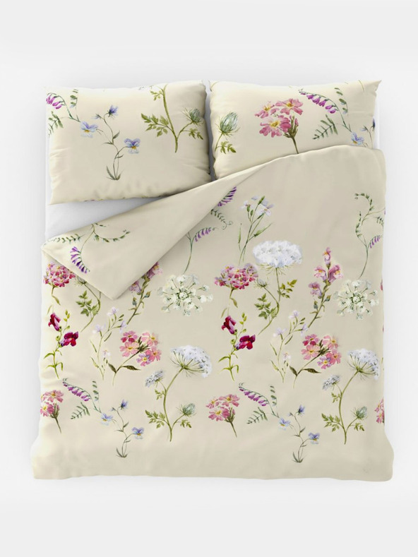 Kvalitex Francia pamut ágynemű DELUX 220x200, 70x90cm BOTANICA krém színű