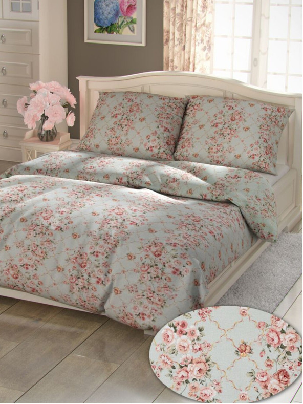 Kvalitex Provence Collection francia pamut ágynemű 200x200, 70x90cm Rosalie zöld Qualitex Qualitex