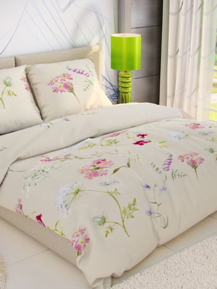 Kvalitex Francia pamut kiságyneműhuzat DELUX 240x200, 70x90cm BOTANICA krémszínű krém BOTANICA