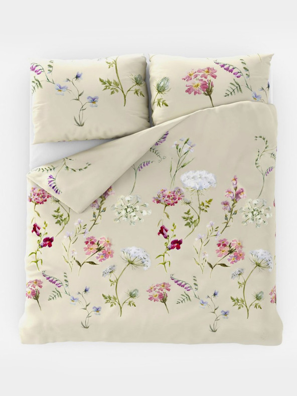 Kvalitex Francia pamut kiságyneműhuzat DELUX 240x200, 70x90cm BOTANICA krémszínű krém BOTANICA