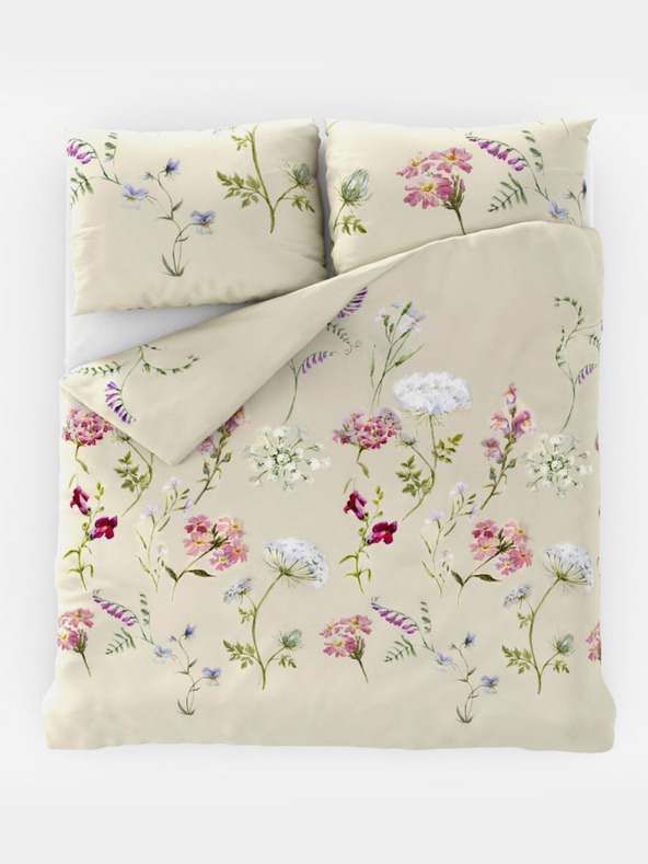 Kvalitex Francia pamut ágynemű DELUX 200x200, 70x90cm BOTANICA krémszínű