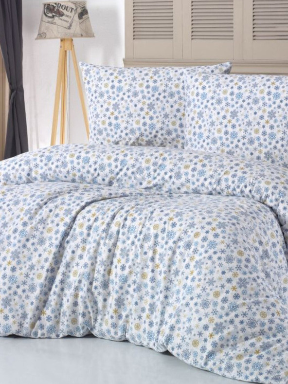 Kvalitex Karácsonyi ágynemű 140x200, 70x90cm FLOATS kék és bézs színben