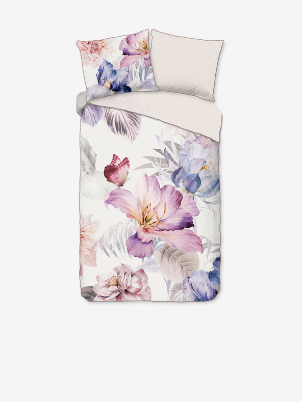 Descanso Rózsaszín és krémszínű szatén ágynemű Descanso 140 x 220 cm