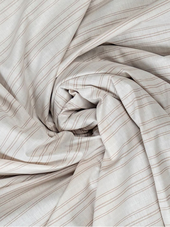 Kvalitex Pamut gumis lepedő 120x200cm bézs csíkos Kvalitex