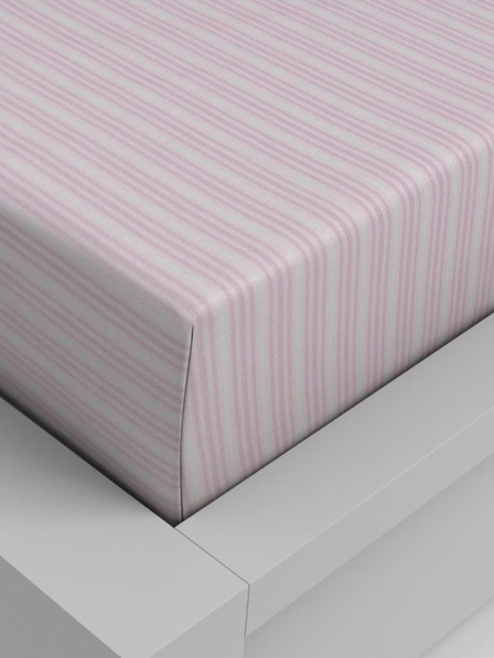 Kvalitex Pamut gumis lepedő 80x200cm rózsaszín csíkos Kvalitex