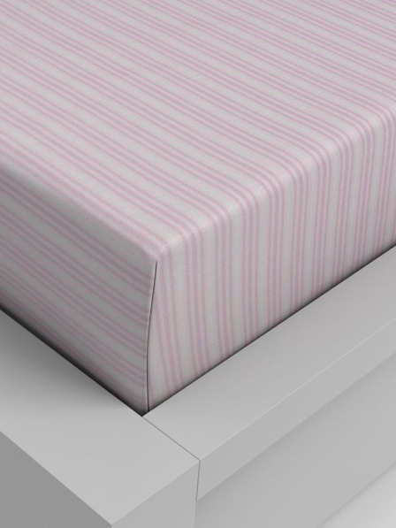 Kvalitex Pamut gumis lepedő 160x200cm rózsaszín csíkos Kvalitex