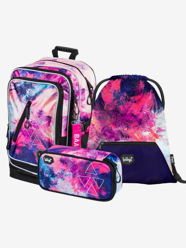 BAAGL  Rózsaszín 3 szett absztrakt: hátizsák, tolltartó, táska Baagl