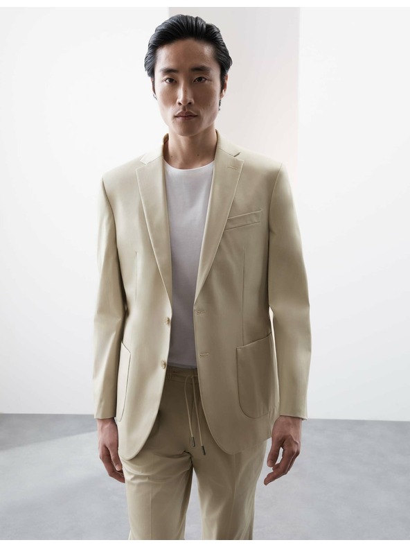 Marks & Spencer Marks & Spencer bézs színű, magas pamutszövetből készült, enyhén szabott blézer