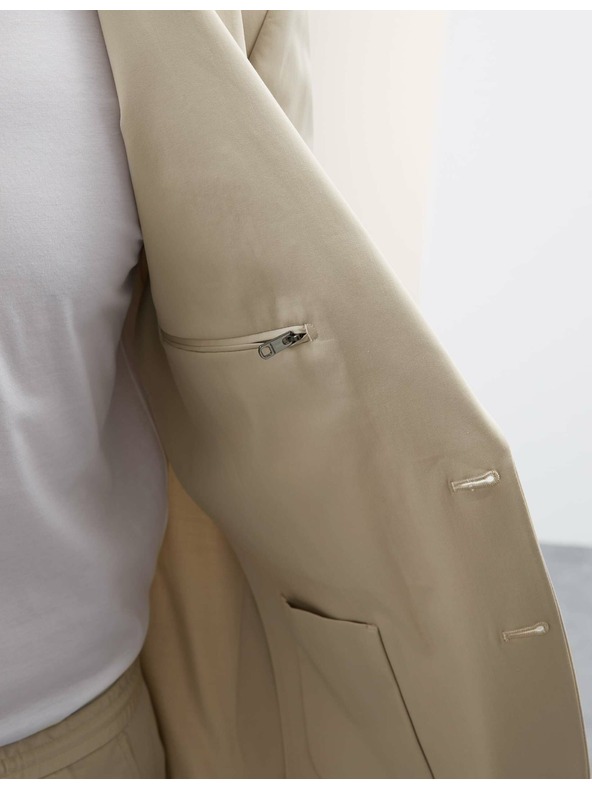 Marks & Spencer Marks & Spencer bézs színű, magas pamutszövetből készült, enyhén szabott blézer