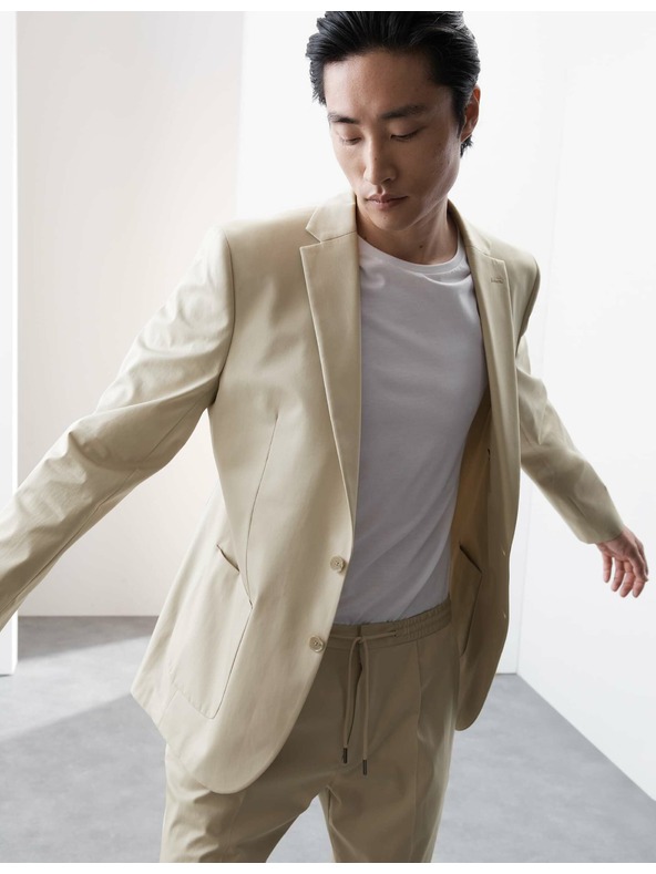 Marks & Spencer Marks & Spencer bézs színű, magas pamutszövetből készült, enyhén szabott blézer