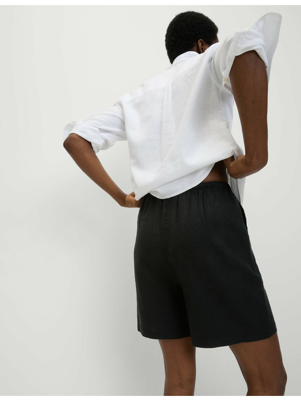 Marks & Spencer Marks & Spencer magas derekú lenvászon rövidnadrág fekete
