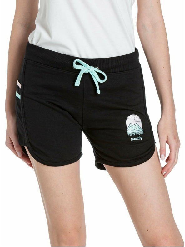 Meatfly Meatfly fekete melegítő rövidnadrág női | Fekete | Méret