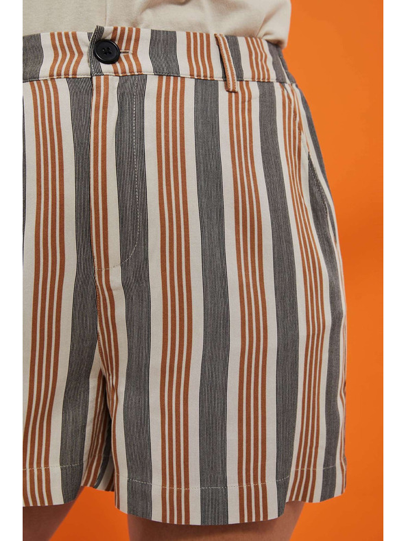 Moodo Moodo női szürke és barna csíkos rövidnadrág