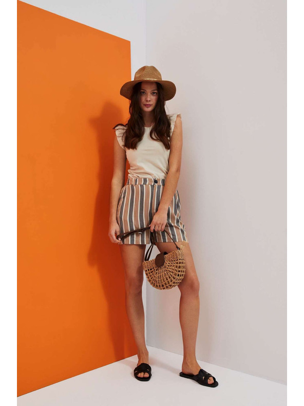 Moodo Moodo női szürke és barna csíkos rövidnadrág