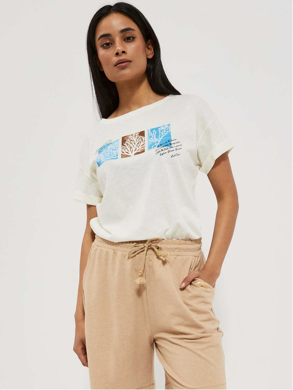 Moodo Bézs női melegítőnadrág rövidnadrág Moodo