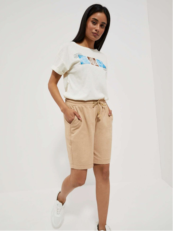 Moodo Bézs női melegítőnadrág rövidnadrág Moodo