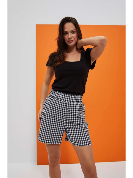 Moodo Fehér és fekete női kockás rövidnadrág Moodo