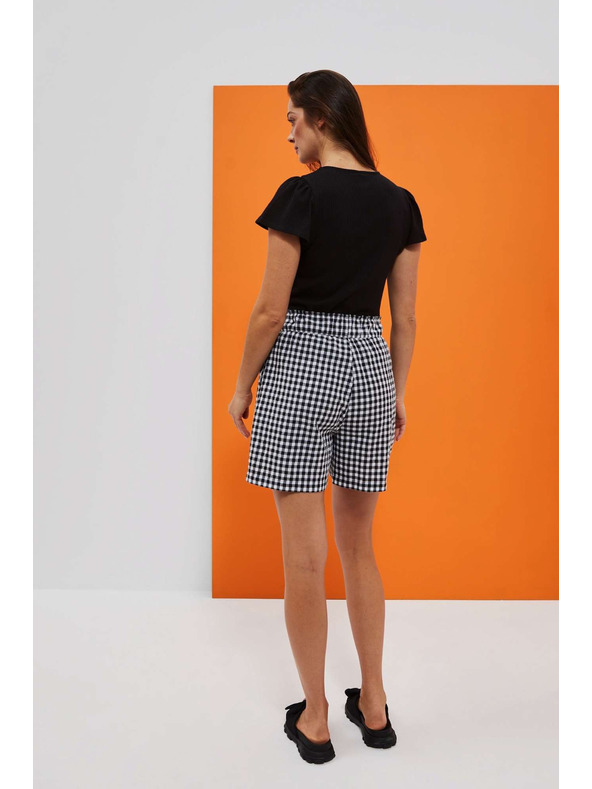 Moodo Fehér és fekete női kockás rövidnadrág Moodo