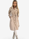 numoco Bézs színű női meleg kabát zsebekkel, gombokkal és derékszíjjal Numoco