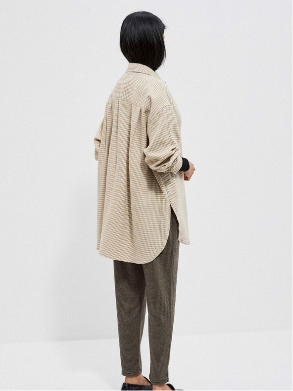 Moodo Moodo Bézs női kockás inges kabátmellény