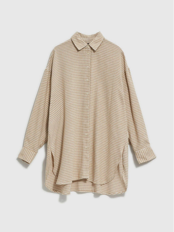 Moodo Moodo Bézs női kockás inges kabátmellény