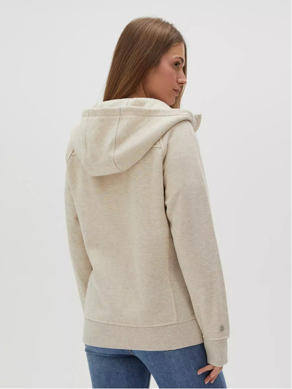 Moodo Bézs női kapucnis, cipzáras pulóver Moodo